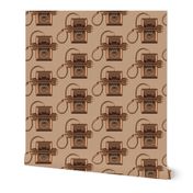 Retro telephones earthy brown cream