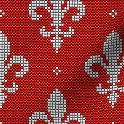 Vintage Fleur de Lis true red white beads