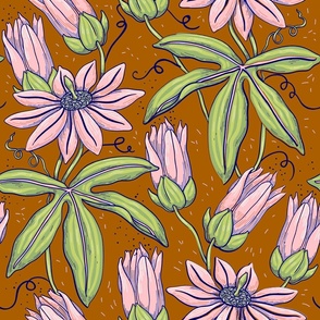 Flowers,vibrant,tropical,brown  background 