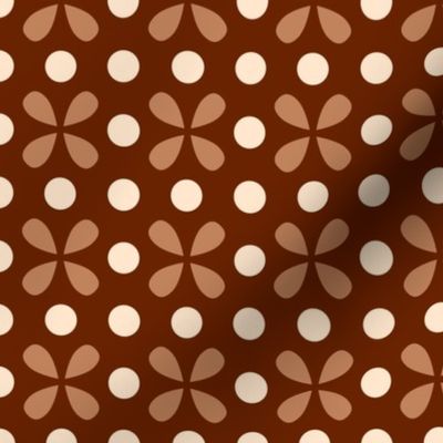 Retro 70s small dots motif brown beige