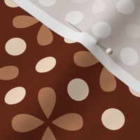 Retro 70s small dots motif brown beige