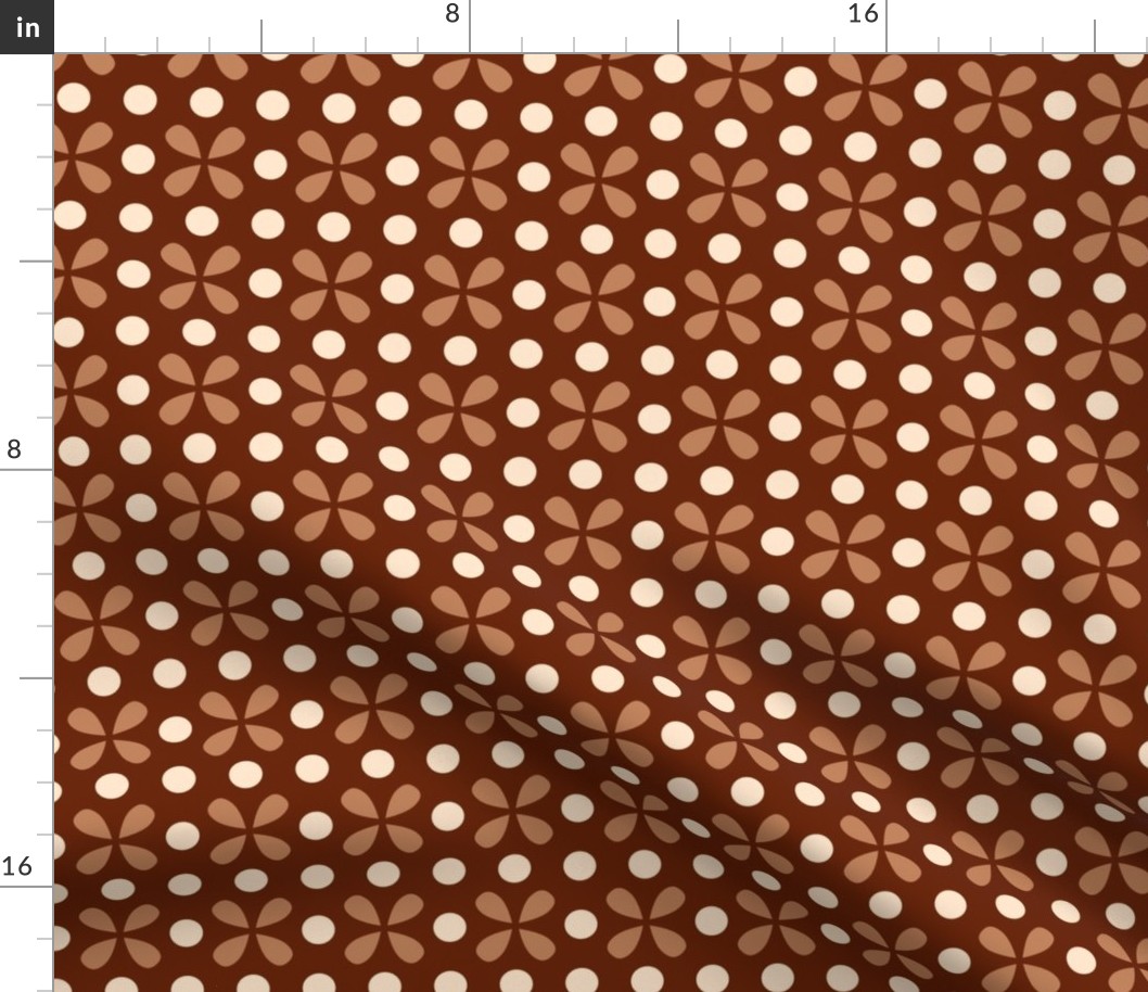 Retro 70s small dots motif brown beige