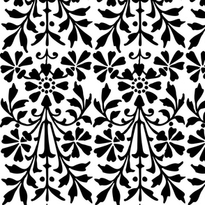 Folk Art Floral Black and White