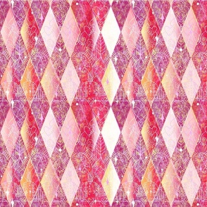 Vibrant Pastel Heart Throb Harlequin Argyle -- Vibrant Pastel Pink and Purple Heart Lace in the Lovecore Aesthetic -- 485dpi (31% of Full Scale)