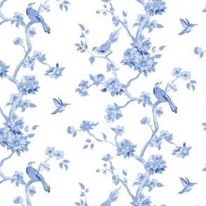 Betsy chinoiserie trees, blue and white, medium scale