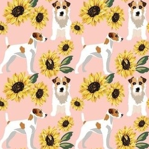 Jack Russel Terrier Dogs Sunflowers small print puppy dog fabric floral