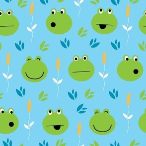 Funny Face Frogs in Blue