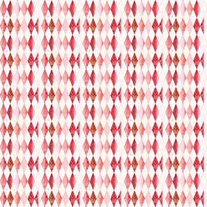 Valentine Masquerade Heart Throb Harlequin Argyle in the Lovecore Aesthetic -- Valentine Argyle in Red, Deep Crimson over White -- 1412dpi (11% of Full Scale)