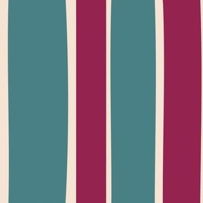 Decor Stripe-Teal-Cream-Raspberry