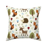 Woodland Animals in Cream