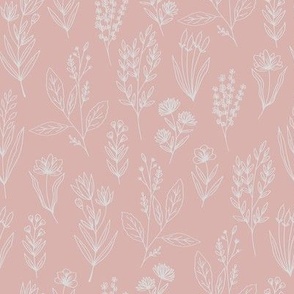 Flower herbs // pink background // small scale 