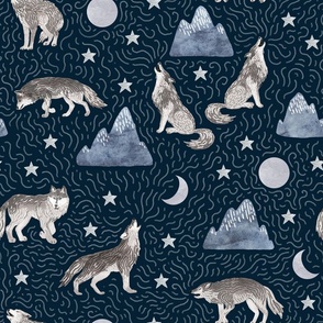 The mountains howl once more - navy blue large scale