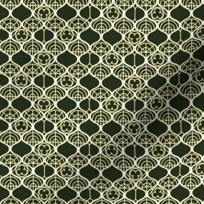 victorian greenhouse lines ogee  - dark green small scale