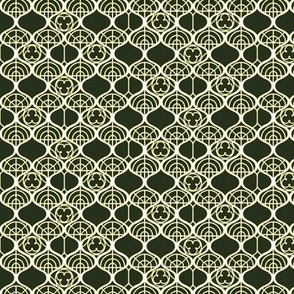 victorian greenhouse lines ogee  - dark green small scale