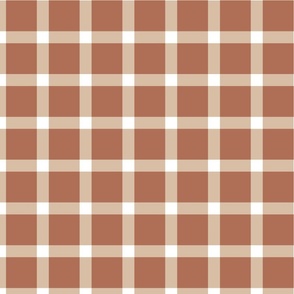 Plaid Gingham Check Grid - Terracotta and White