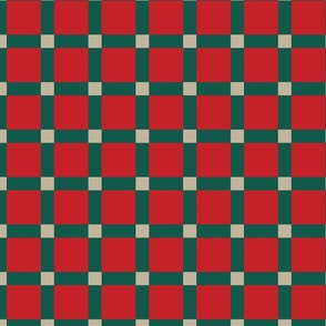 Plaid Gingham Check Grid - Red, Cherry, Green, Pine, Beige Gold Christmas