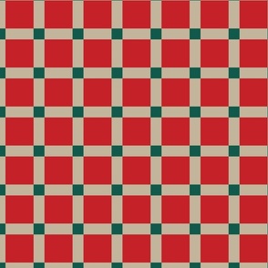 Plaid Gingham Check Grid - Red, Cherry, Green, Pine, Beige Gold Christmas