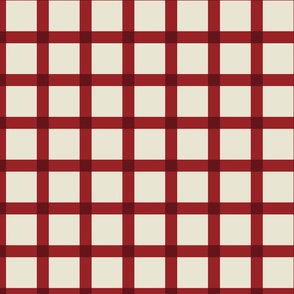 Plaid Gingham Check Grid - Red, Cherry, Beige Gold Christmas Winter