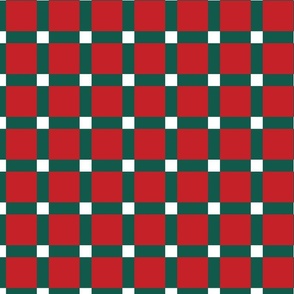 Plaid Gingham Check Grid - Red, Green, and White