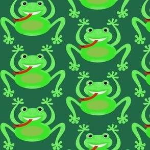 Hey! It's a Silly Green Frog Hopping  dark green
