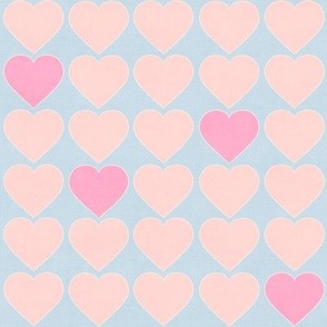 Mod Pink & Pastel Peach Hearts (ice blue) small