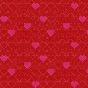 Mod Raspberry & Outline Hearts (red)