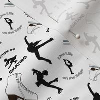 3 inch-Figure Skates Design with Text and Silhouettes on White