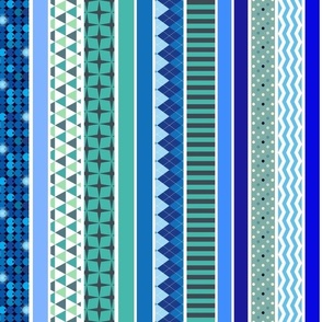 Stripes in Many Shades of Blue and Fun Patterns