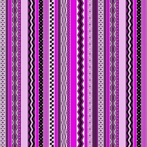 Purple and Black Stripes in Fun Patterns and Many Different Shades of Purple