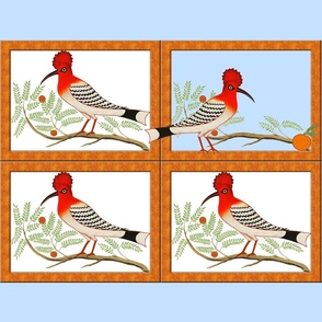 Framed Block Print Woodpeckers Trompe Loeil
