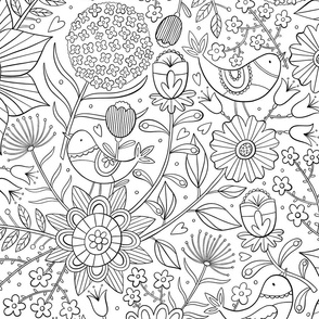 Spring Garden colouring in wallpaper