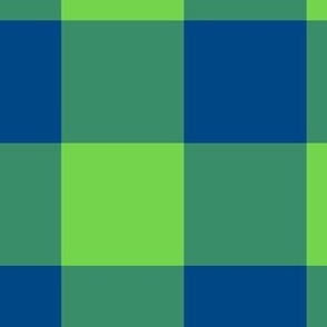 Extra Jumbo Gingham Pattern - Malachite and Blue