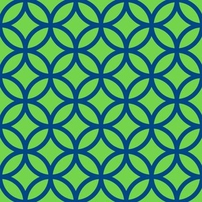 Interlocked Circle Pattern - Malachite and Blue
