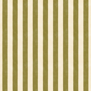 Cabana Stripe - medium 1" stripes - moss green and cream