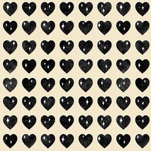 Love Hearts - medium - black, cream, and white