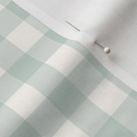 .75" Blue Green Gingham: Celadon Blue Gingham Check, Buffalo Check