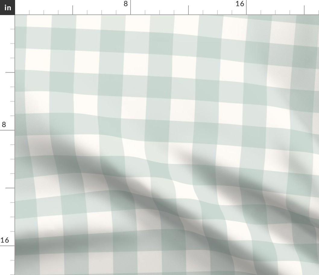 1.5" Blue Green Gingham: Celadon Blue Gingham Check, Buffalo Check