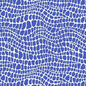 Alligator Pattern - Dark Cornflower Blue and White