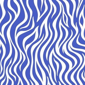 Zebra Stripe Pattern - Dark Cornflower Blue and White