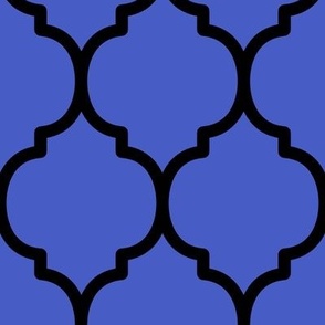Extra Large Moroccan Tile Pattern - Dark Cornflower Blue and Black