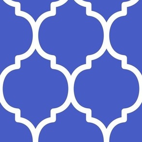 Extra Large Moroccan Tile Pattern - Dark Cornflower Blue and White