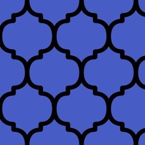 Large Moroccan Tile Pattern - Dark Cornflower Blue and Black