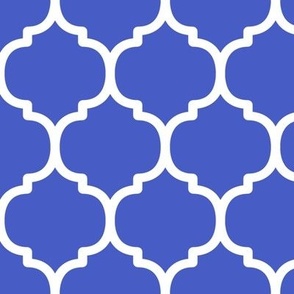 Large Moroccan Tile Pattern - Dark Cornflower Blue and White