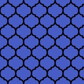 Moroccan Tile Pattern - Dark Cornflower Blue and Black