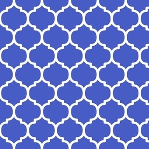 Moroccan Tile Pattern - Dark Cornflower Blue and White