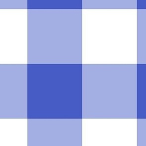 Extra Jumbo Gingham Pattern - Dark Cornflower Blue and White