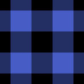 Jumbo Gingham Pattern - Dark Cornflower Blue and Black