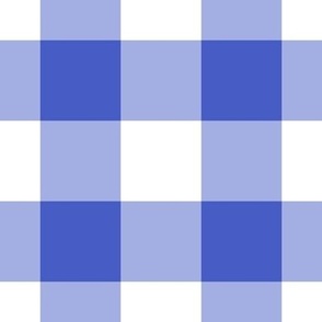 Jumbo Gingham Pattern - Dark Cornflower Blue and White