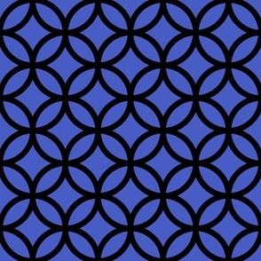 Interlocked Circle Pattern - Dark Cornflower Blue and Black