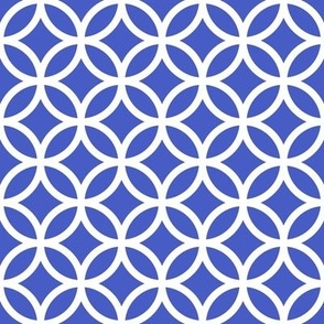 Interlocked Circle Pattern - Dark Cornflower Blue and White